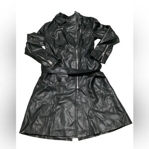 Women's Black Leather trench coat